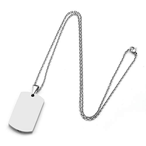 Zysta Stainless Steel Military Dog Tag Cremation Ashes Urn Holder Container Memorial Keepsake Pendant Necklace with 24 inches Chain