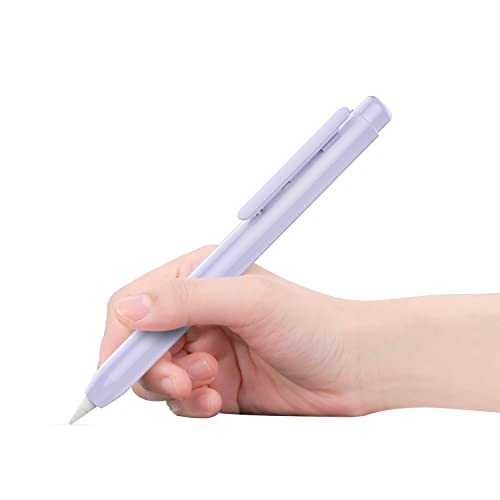 MoKo Holder Case Compatible with Apple Pencil 1st Generation, Retractable Protective Pen Cover Light PC Pencil Accessory with Sturdy Clip for Apple Pencil 1st, Taro Purple