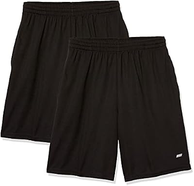Pantalones Cortos Deportivos de Baloncesto, Holgados, Cintura Elástica, Transpirables, Absorben la humedad Hombre, Paquete de 2, Negro, M