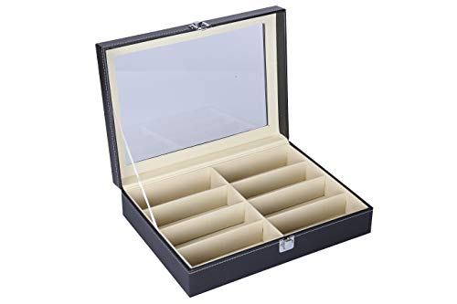 I-MART 8 Slot Eyeglass Sunglass Storage, PU Leather Eye Glasses, Sunglasses Display Organizer, Box, Case - Thumbnail 3