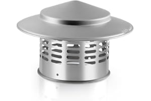 Fardtry 4 Inch 304 Stainless Steel Chimney Cap, Round Chimney Cover with Screen, Stove Pipe Topper for Exterior Fireplace Flue, Furnace Vent (Silver)