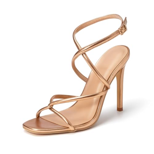Pradize Bronze Sandals With Stiletto Heels (Bronze cobalt, EU-38=US-7) at Amazon