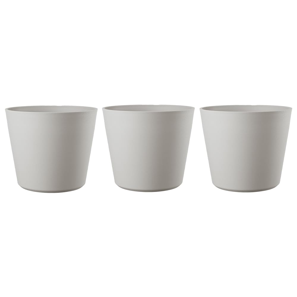 Photo 1 of Deroma Origin 6" Indoor/Outdoor Round Planter – 100% Post Consumer Recycled Plastics, Made in Italy Modern Design | Perfect Sizes to Grow Your Small Succulents | 3 pcs Pack (Light Grey)