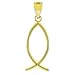 10k Yellow Gold Ichthus Christian Vertical Fish Pendant
