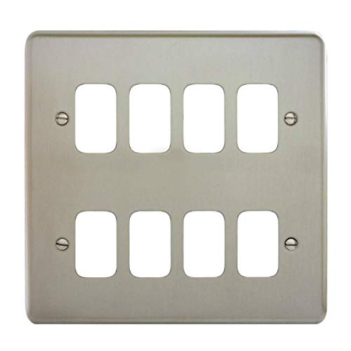 Deta G3426SS Grid Front Cover Plate Chrome/Stainless Steel - 8 Gang