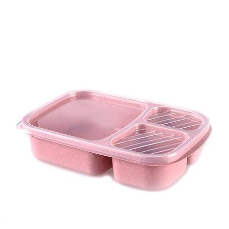 Simple 3in1 Lunch Box - Pink. Perfectly Sized 3in1 Lunch Box for All Ages. Great for School or Office Lunch or Picnic. Multicompartment Leakproof Great Seal Microwave Safe