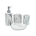 COOSA Ceramic Bathroom Accessories Set, 4 Pieces Bath Ensemble, Bath Set Collection Marble Pattern Soap Dispenser Pump, Toothbrush Holder, Tumbler, Soap Dish (Marble Design)