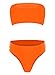 Ybenlow Women's 2 Piece Solid Bandeau Swimsuit Top Bottom Set,Orange,Large