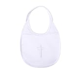Delebao Unisex Infant Baby Boy Girl Waterproof Christening Baptism Embroidered Bib with Gift Set Box(Cross)