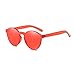 QingFan Fashion Round Vintage Cat Eye Mirrored Metal Frame Women Sunglasses (Red, 60)
