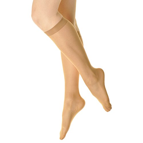 Angelina Sheer Support Nylon Knee-High Stockings (6-Pairs), KH8001_DBEI