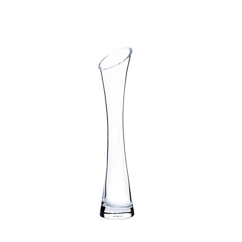 QUUPY 20CM Small Flower Vase Tall Thin Narrow Necked Glass Vases Clear Mini Mouth Single Stem Vases for Decorative Home Decor Living Room Office and Centerpieces, Transparent