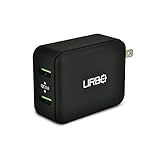 Urbo Quick Charging 3.0 Dual-USB Foldable Travel-Friendly Wall Plug for QC 3.0 Compatible Phones, SmartPhones, GPS and Other USB Powered Devices