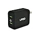 Urbo Quick Charging 3.0 Dual-USB Foldable Travel-Friendly Wall Plug for QC 3.0 Compatible Phones, SmartPhones, GPS and Other USB Powered Devices