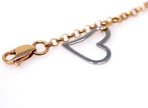 14k Rose Gold Bracelet with White Gold Pandora Charm Heart