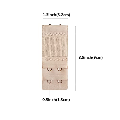 Simunliyg 6 Pcs Women Elastic Bra Extender Bra Lingerie Extenders 2 Hooks 2 Rows Extension Strap, Black/White/Beige