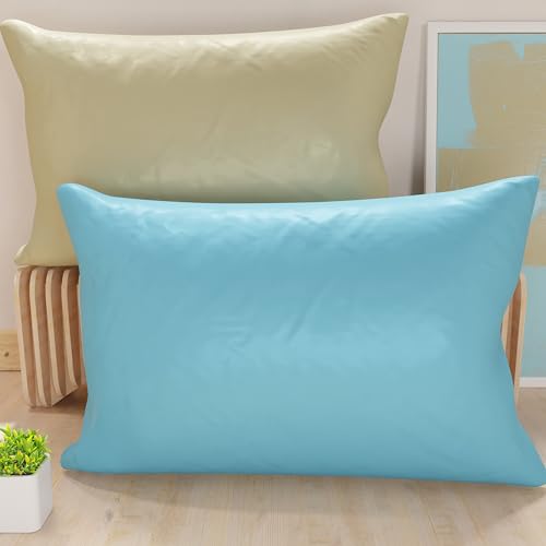 PETTI Artigiani Italiani - Pair of 60x40 cm Microfiber Cushion Covers, Bedroom Cushions, Sofa, Set of 2 Cushion Covers, Double Face Light Blue Dove Grey Pillowcase