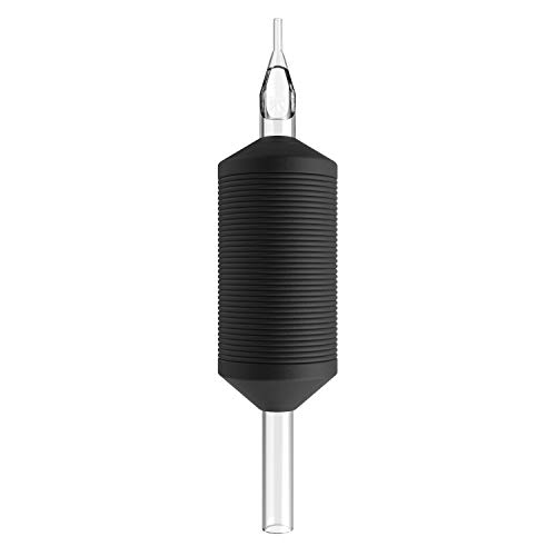 ITATOO 3RL Tattoo Tubes Disposable Tattoo Tubes with Soft Black Silicone GripsÂ 3 Round Tattoo Tubes with Clear Long TipsÂ for 1RL 3RL 3RS Tattoo Needles, Box of 25 (1 Inch, 3RL)