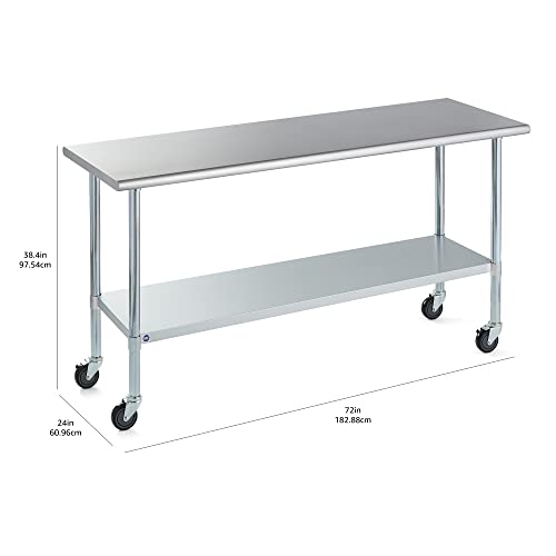 ROCKPOINT Stainless Steel Table for Prep & Work with Caster Wheels