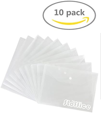 Transparent Folder A4 Size Folder with Snap Button,Poly Envelope Documents Pocket Folder,Pack Of 10