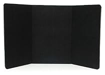 Displays2go 72 x 36 Inches 3-Panel Tabletop Display Presentation Board, No Plastic Edging - Black Velcro-Receptive Fabric (3PTTBLACK)