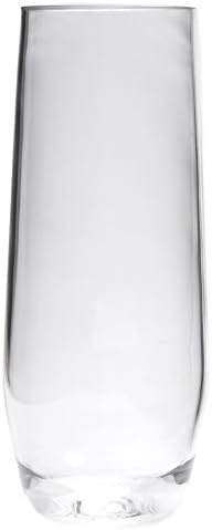 Plastic Champagne Stemless Flutes Glasses - Set of 4 Reusable Unbreakable 12oz 350ml Flute Glass - Ideal for Champagnes, Prosecco, Sparkling Wine - Premium Quality BPA EA Free Tritan Plastic