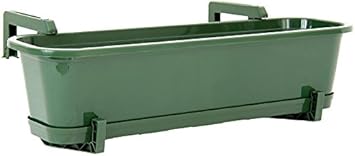 Blumenkasten + Untersetzer + Halterung Blumentopf Balkonkasten grün 60