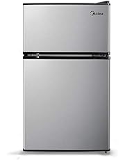 Midea Compact Reversible Double Door Refrigerator and Freezer, 3.1 Cubic Feet