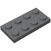 TTEHGB TOY Classic Building Bricks Plate 2x4, 100 Piece, Compatible with Parts and Pieces 3020, Creative Play Set - 100% Compatible with All Major Brick Brands(Colour:Dark Grey)