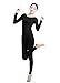 Ensnovo Womens Spandex Bodysuit Long Sleeve Scoop Neckline Footless Unitard Black,M