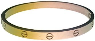 Rose Gold Plate Faux Screw Hinged Bangles Bracelet