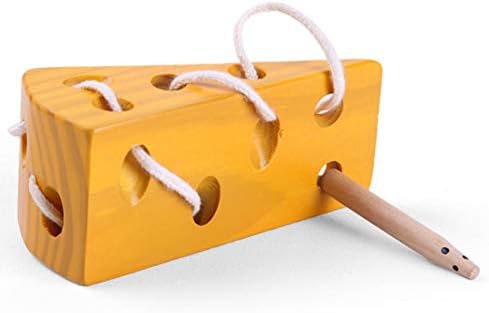 Facaily Preschool Children's Early Education Teaching Wood Block Cheese Toys Threading Game