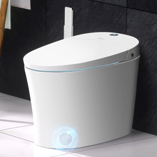 EPLO Smart Toilet Bidet Built-in Tank,Auto Open Close,Foot Sensor,Dual Auto Flush,Heated Seat,Multi-Function Cleaning,Eco Mode,LED Display,One Piece Modern Elongated Toilet with Night Light 220V