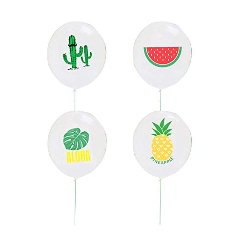 Palm Leaf Pineapple Watermelon Flamingo Cactus Leaves and Fruits Balloons - (6 Pack) Confetti Latex Balloons Jungle Party Palm Leaf Summer Tropical Hawaii Decoration Birthday, Wedding, Baby Shower