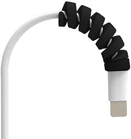 Brezeh 2 PC Cable Cord Saver Protector Support Cable Protects For Iphone Cable Cord Screw Phone Accessory Protects (Black)