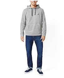 Nautica Men's J-Class Logo Fleece Hoodie, Stone