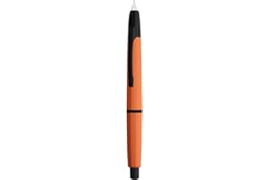 EROFA Majohn A2 Press Fountain Pen Extra Fine Nib with Box, Retractable Orange Resin Ink Pen with Converter Writing Set (Black Clip Version）