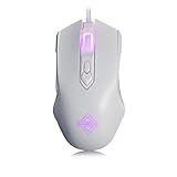 Ajazz AJ52 Watcher RGB Gaming Mouse, Programmable 7 Buttons, Ergonomic LED Backlit USB Gamer Mice Computer Laptop PC, for Windows Mac OS Linux, White