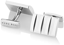 Hugo Boss Men's Igos Silver Rectangular Brass Cufflinks