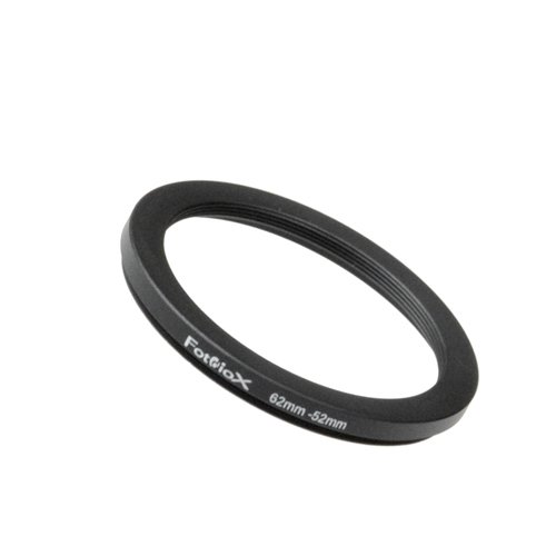 Fotodiox Metal Step Down Ring, Anodized Black Metal 62mm-52mm, 62-52 mm