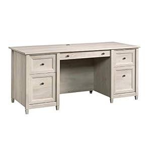 Sauder Edge Water Executive Desk, L: 65.12″ x W: 29.53″ x H: 29.37″, Chalked Chestnut finish