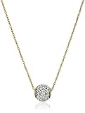 10K White Gold Swarovski Elements Slide Ball Pendant Necklace, 18"