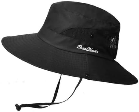 Womens Sun Hat Wide Brim Black and White Stripe Foldable  display picture 2