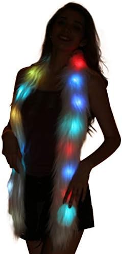 Tie Dye Print Fur Scarf For Rave EDM Festival Dance Party (Alien,M）