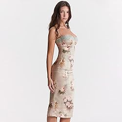 ABINGOO Women Vintage Spaghetti Strap Maxi Dress