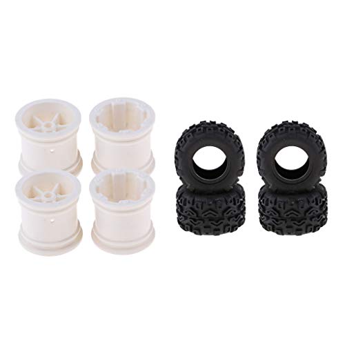 B Blesiya Pack of 8pcs Rubber Wheel Tire Hubs for 1/24 Monster Truck A212, RC Vehicle Remote Control Car Spare Parts