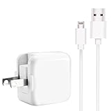 ZOYOL iPad Charger,iPhone Charger, 2.4A 12W USB Wall Charger Foldable Portable Travel Plug + 6FT Lightning Cable for iPhone X/8/8Plus/7/7Plus/6s/6sPlus/6/6Plus/SE/5s/5, iPad 4/Mini/Air/Pro, iPod