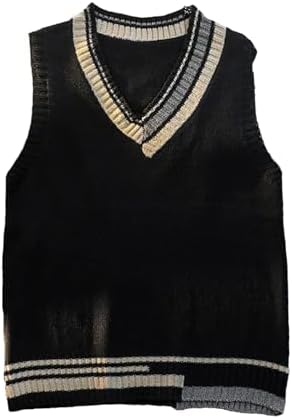 Men Women Knitted Cotton V-Neck Vest JK Uniform Pullover