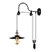 BAYCHEER Industrial Adjustable Gooseneck Wall Sconce Mounted Lamp Pulley Wall Lamp Wheel Wall Light use E26 Light Bulb Socket for Indoor Restaurant Barn, Black