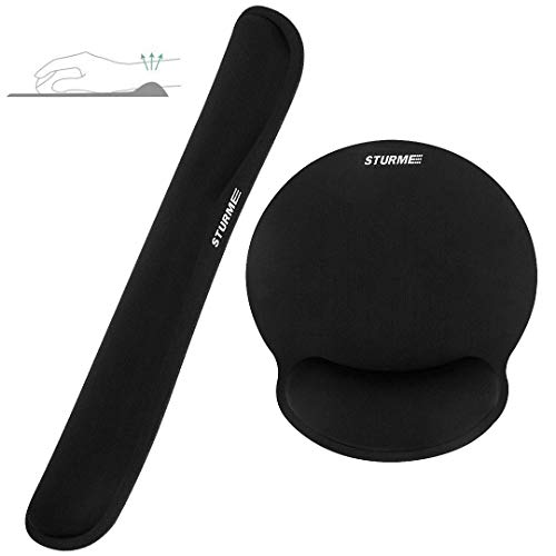 STURME Memory Foam Keyboard Wrist Rest Pad and Ergonomic Mouse Pad with Wrist Support for Computer Laptop Mac and Non Slip,Safe,Pain Relief (Z2003)